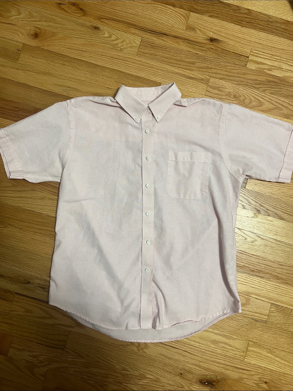 Cabin Creek Light Pink Striped Short-Sleeve Button-Down Shirt